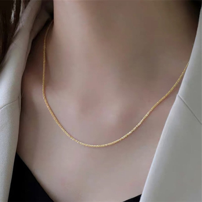 Silver Colour Sparkling Clavicle Chain Choker Necklace