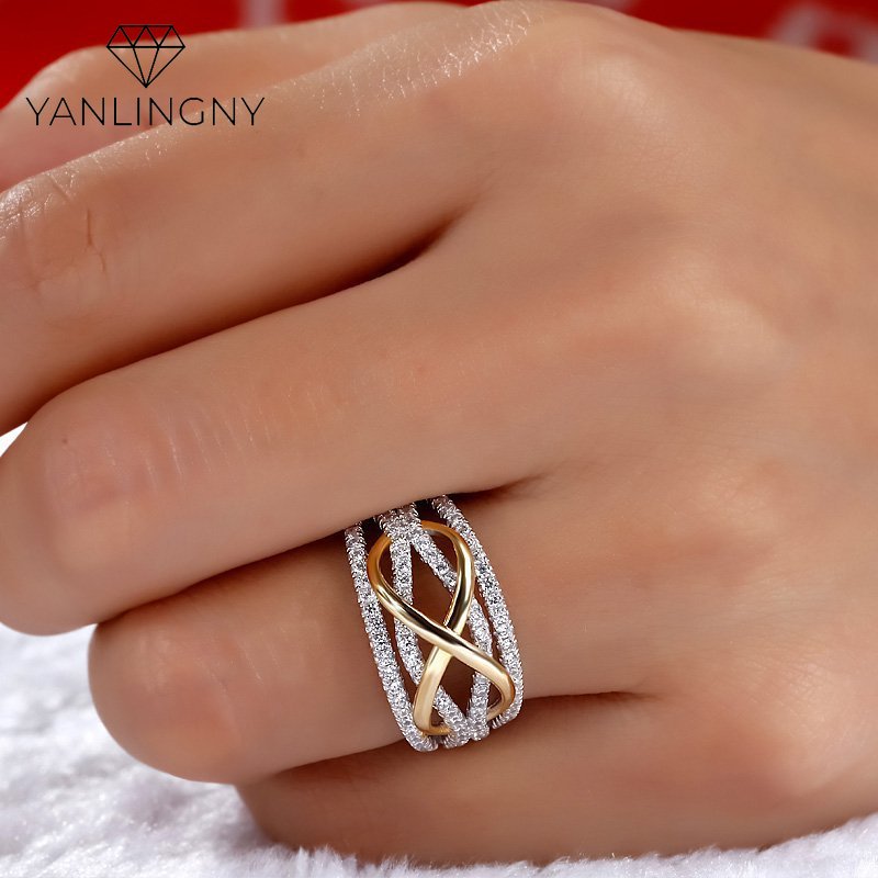 YANLIN Tendy Silver Plated Infinity Love Shining Cubic Zircon Ring