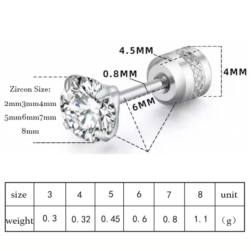 Stainless Steel 4 Color CZ Zircon korean Earrings