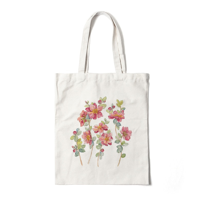 Floral Canvas Reusable Tote Bag