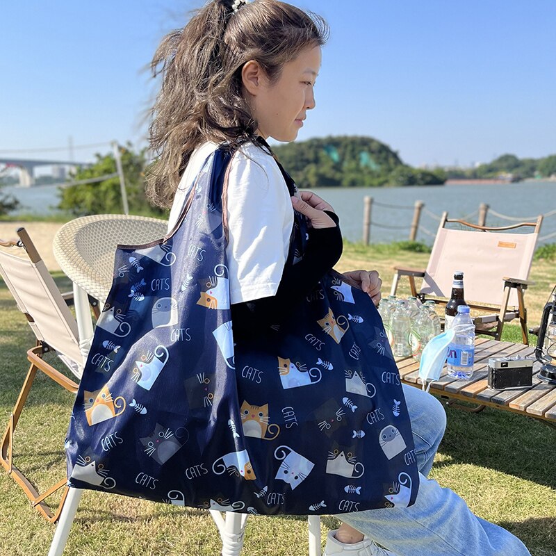 Reusable Large Cartoon Folding Washable Shopping Bag