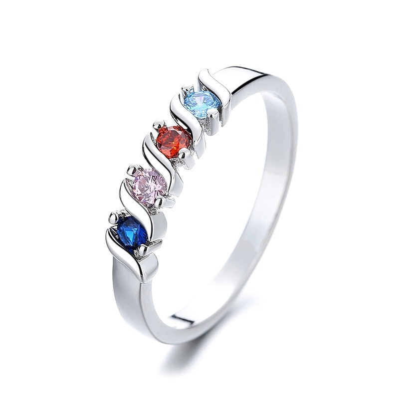 Luxury Multicolor Eternity Promise CZ Crystal Zircon Ring