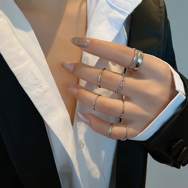 LATS 7pcs Fashion Jewelry Rings Set