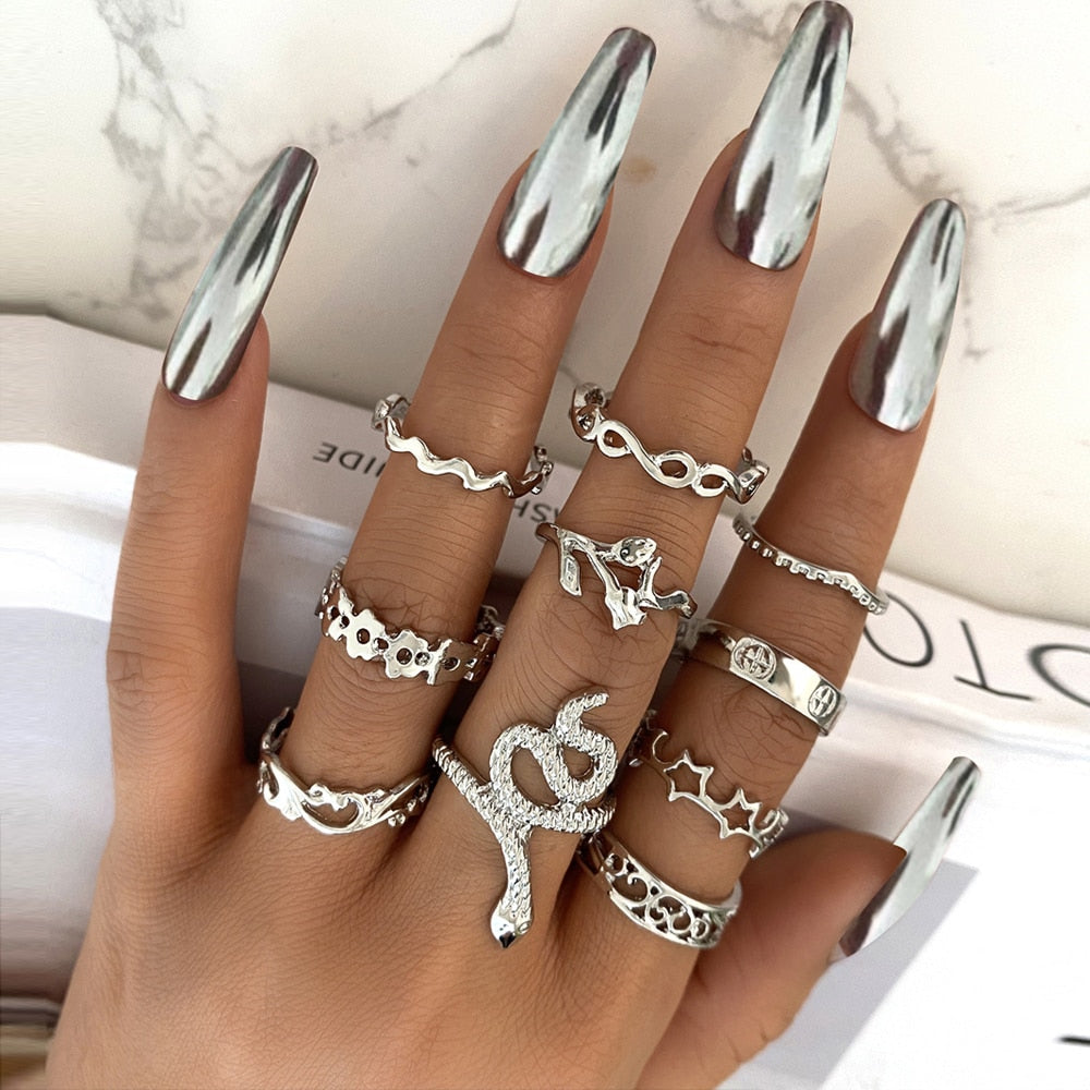 Vintage Geometric Retro Multi Knuckle Joint Finger Ring
