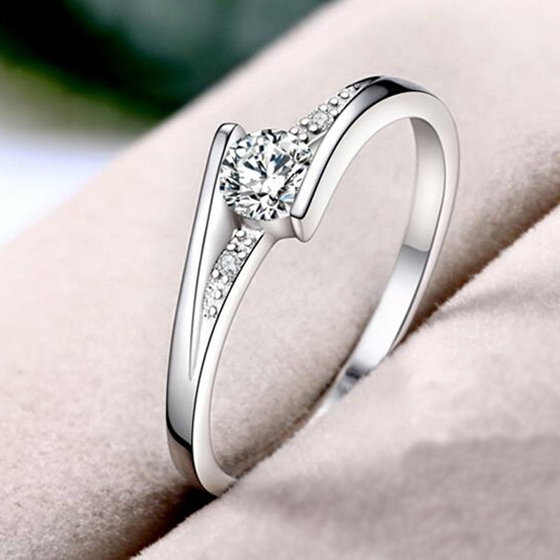 White Tibetan Silver Zircon Crystal Ring