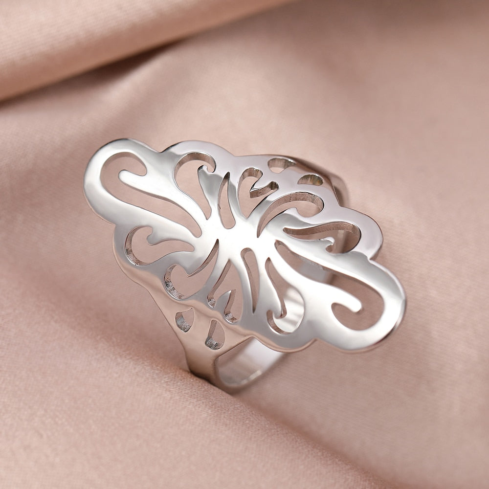 Stainless Steel Ring Geometric Rhombus Antique Ring