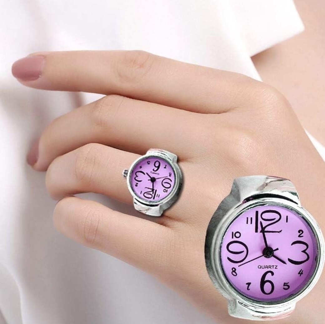 Fashion Couple Watch Ring Round Quartz Stainless Steel