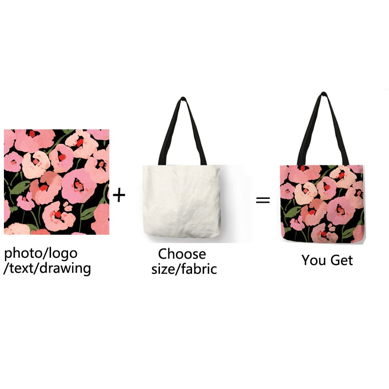 Personal Customize Women Tote Bag Linen Canvas Bag With Print Log