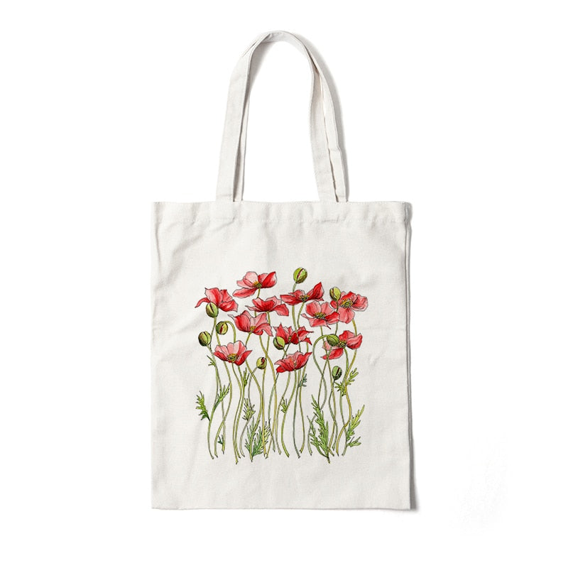 Floral Canvas Reusable Tote Bag