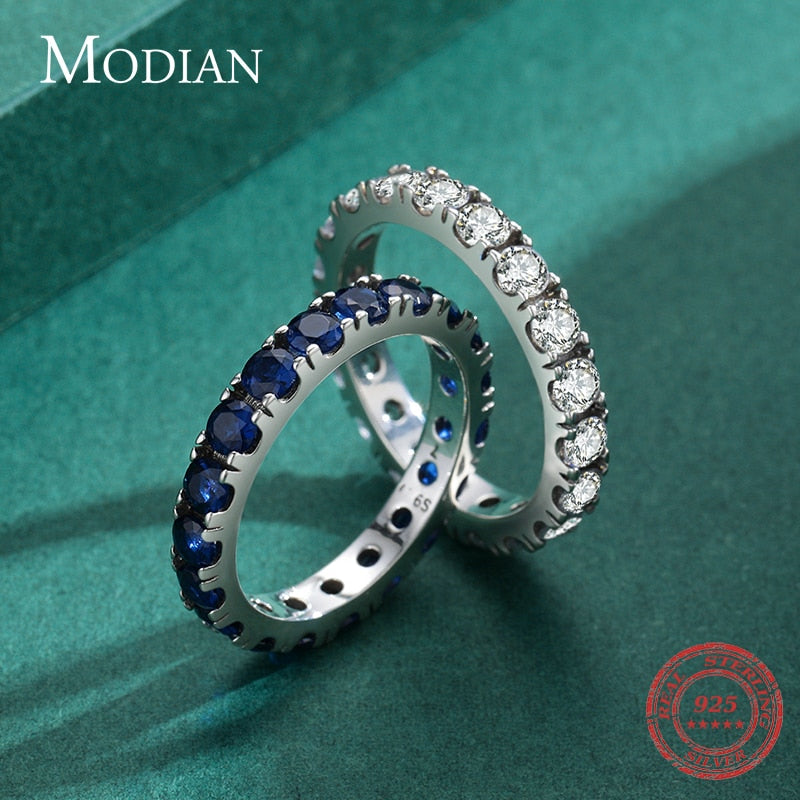 MODIAN Luxury Sparkling Blue Cubic Zirconia Ring