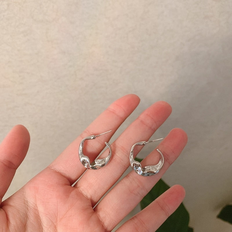 Korean Geometry Metal Earrings For women