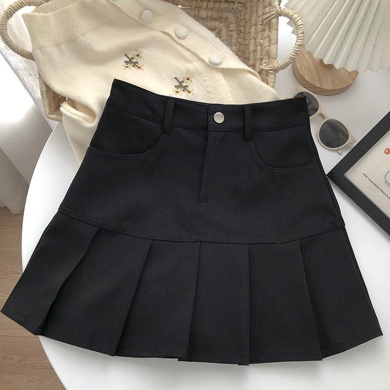 White Pencil Pleated Skirt