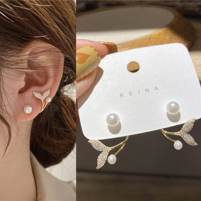 Korean Four-Prong Setting CZ Earing Claw Ear Hook Clip