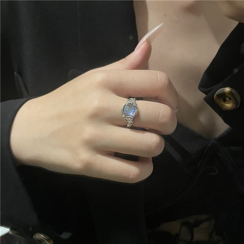 Korean Crystal Opal Irregular Zircon Star Ring
