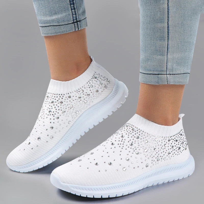 Rimocy Crystal Breathable Mesh Sneaker Shoes for Women