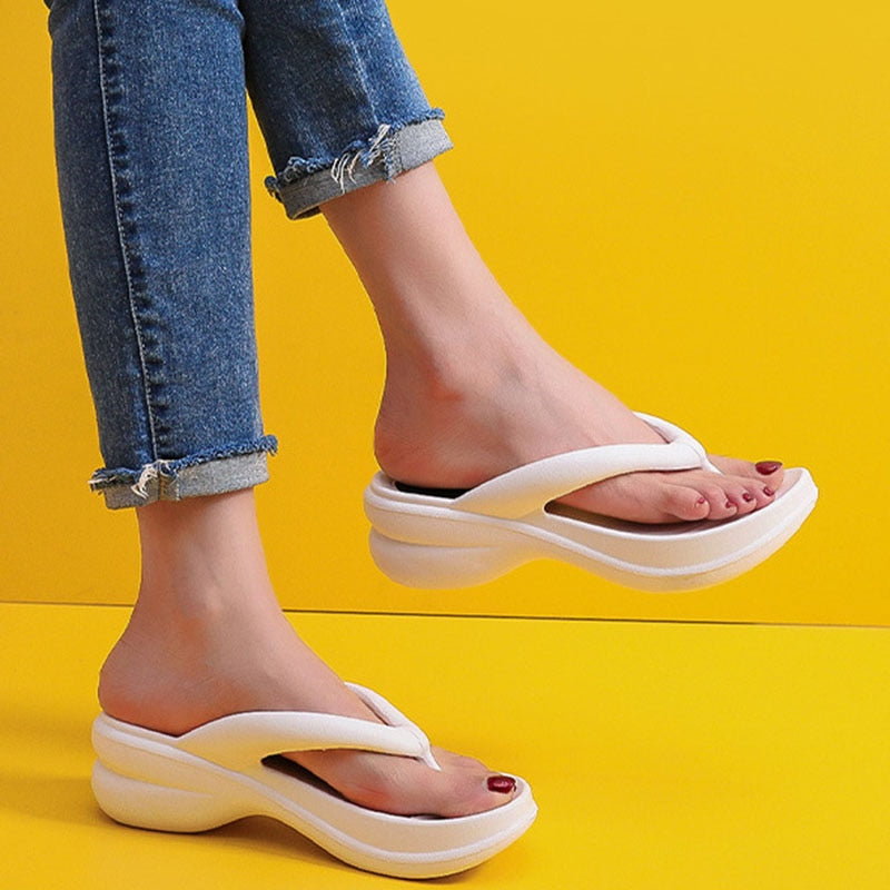 JMPRS Thick Sole Wedges Flip Flops