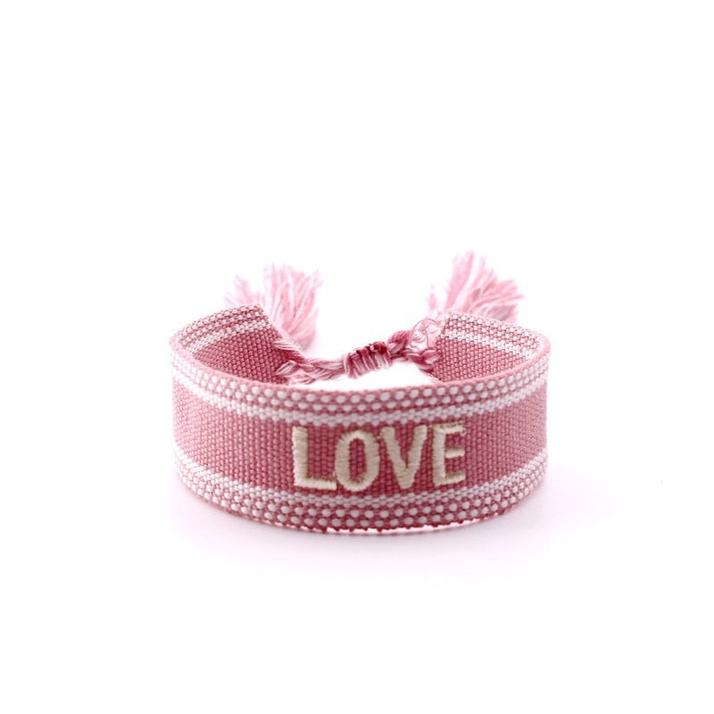 Bohemia Embroidery Letters Woven Tassel Bracele