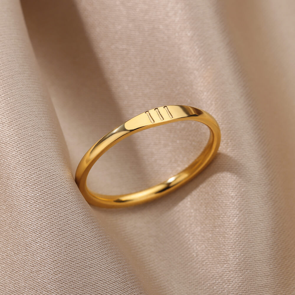 11:11 Angel Number Gold Plated Lucky Stainless Steel Ring