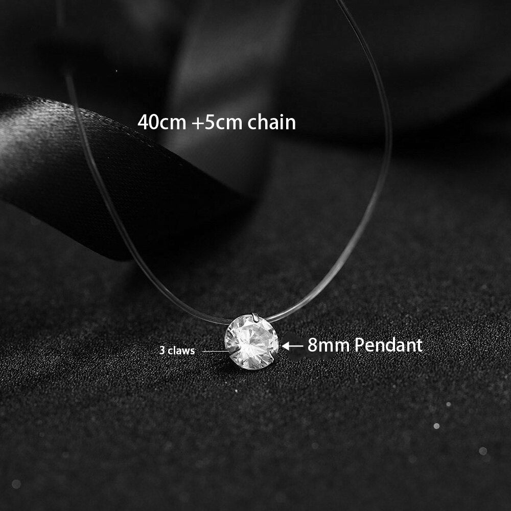 Transparent Fishing Line Silver Plated Necklace