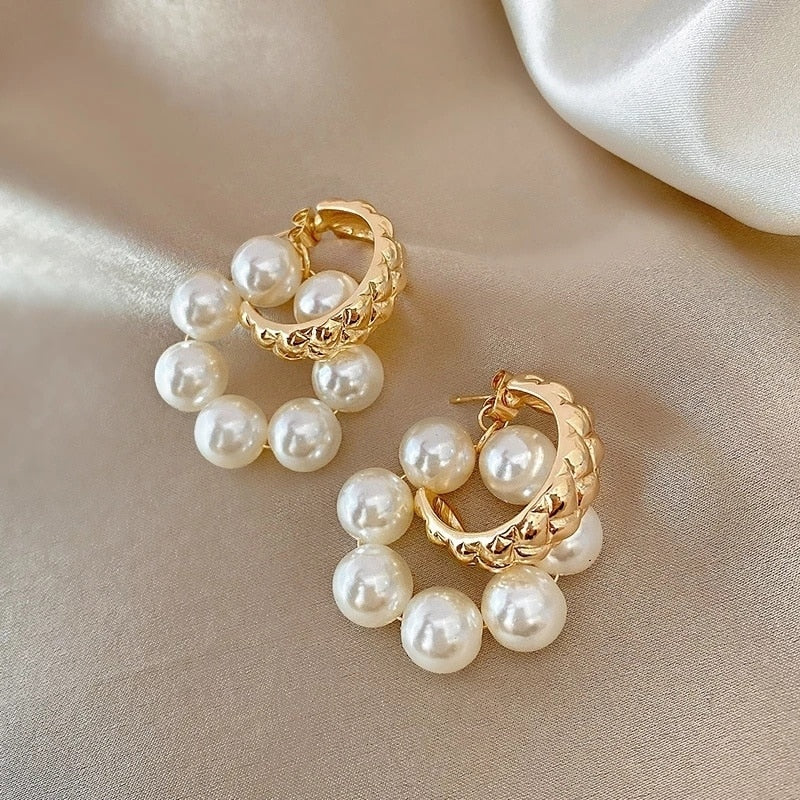 LFashion Full Crystal Simulated Pearl Tassel Drop Earring