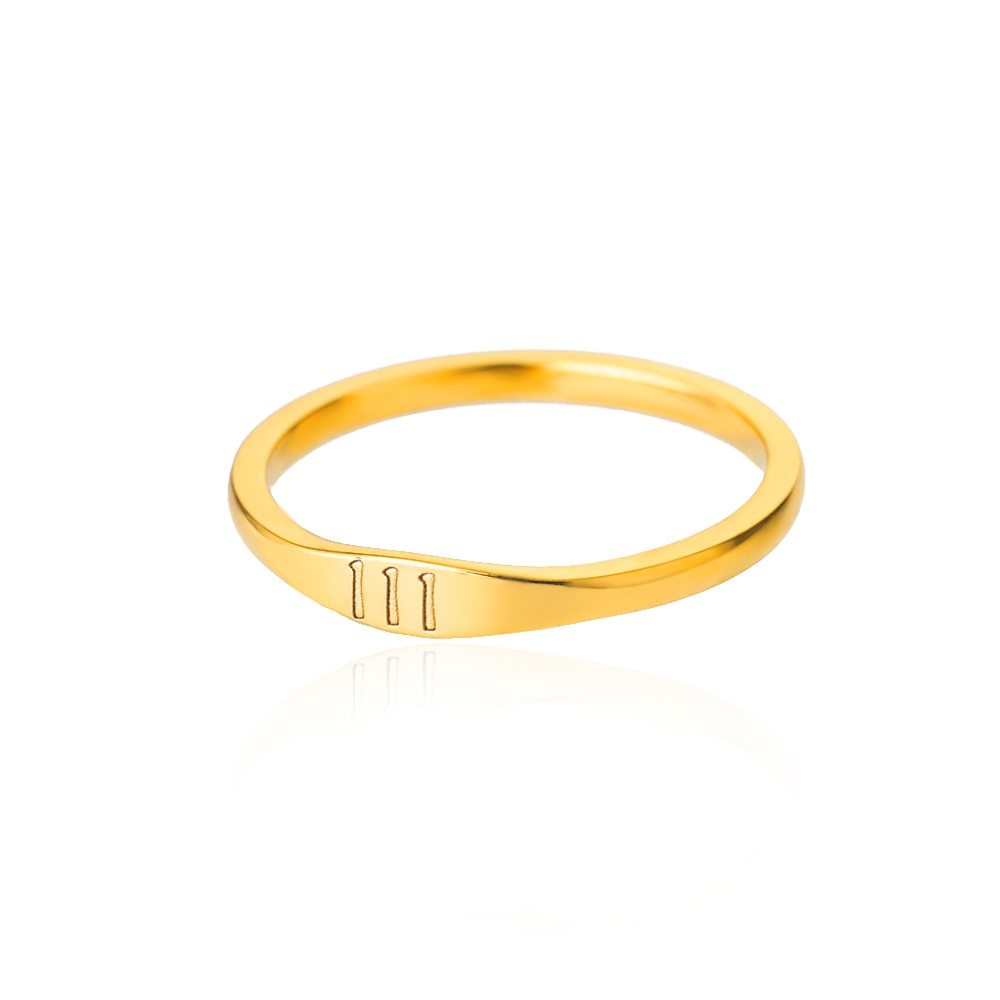 11:11 Angel Number Gold Plated Lucky Stainless Steel Ring