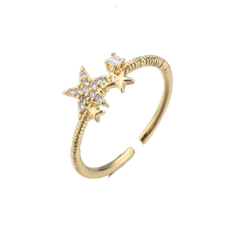 Trendy Gold Color Copper Geometric AAA Cubic Zirconia Ring