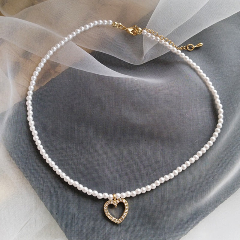 Shiny Bling Zircon Double Layer Heart Clavicle Chain  Necklace