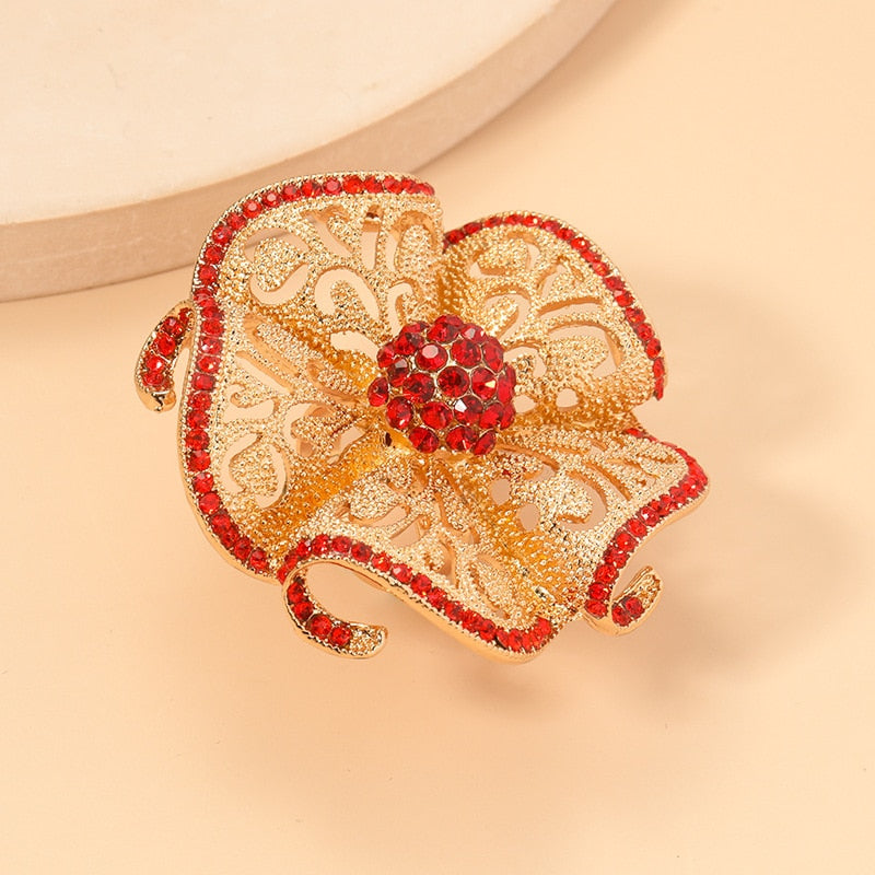 Luxury Big Flower Zircon Hollow Adjustable Ring