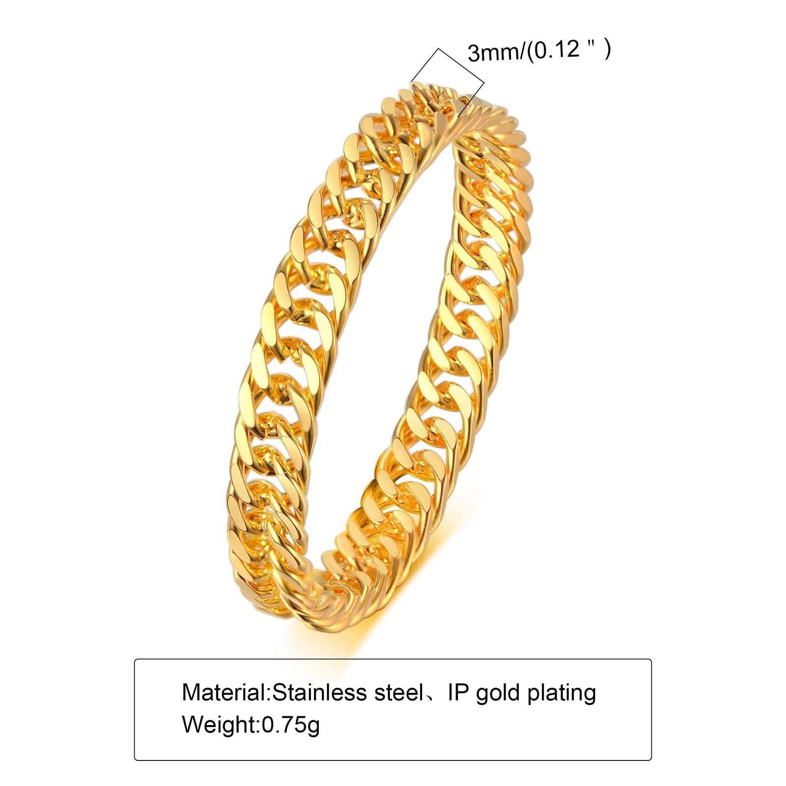 Thin 3mm Charm Stainless Steel Ring