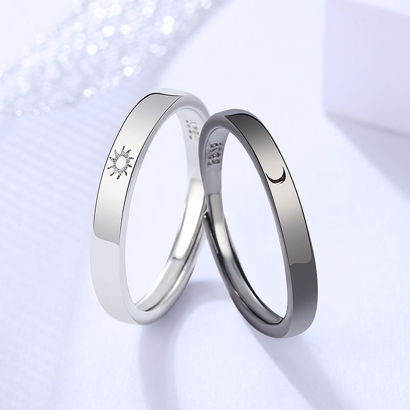 2Pcs/set Black White Romantic Couple Rings