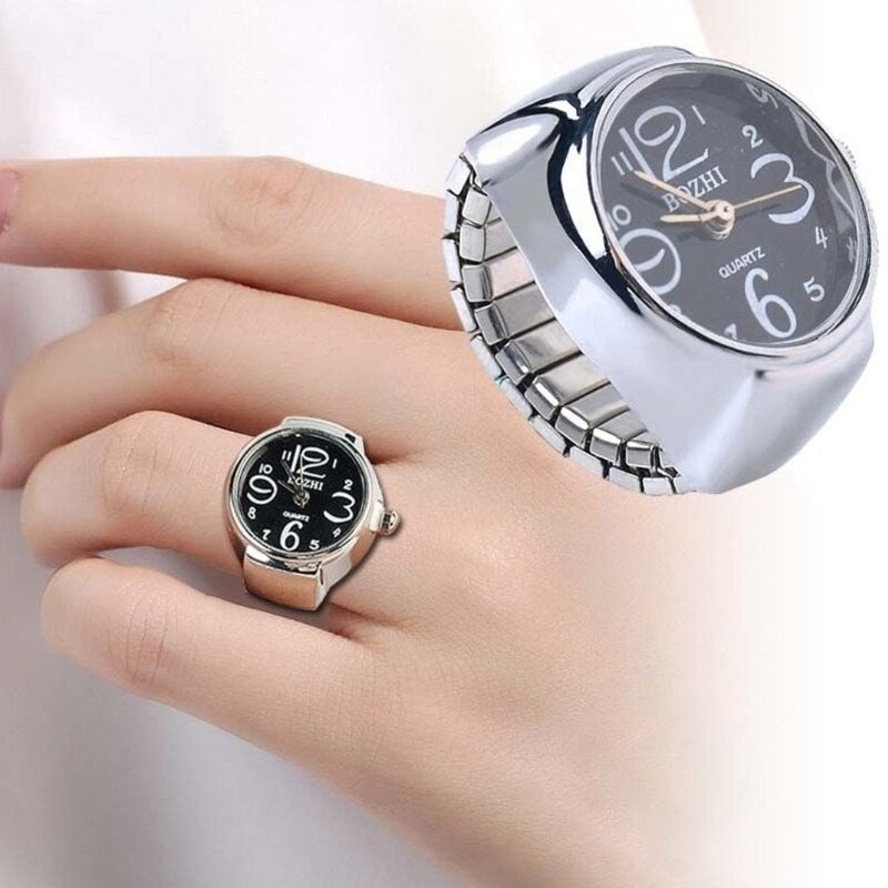 Fashion Couple Watch Ring Round Quartz Stainless Steel