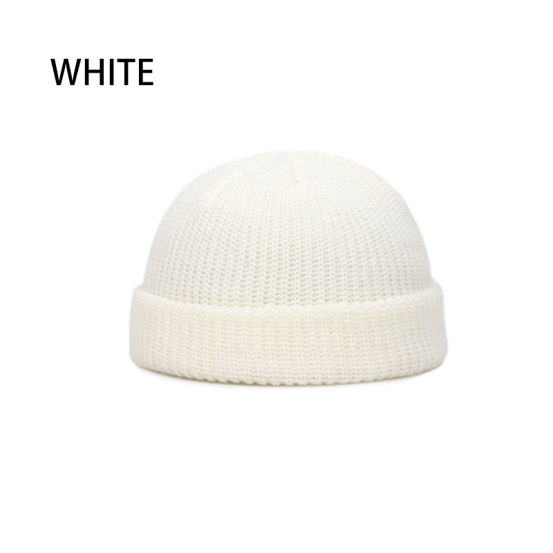 Women Men Solid Color Warm Knitted Brimless Hat
