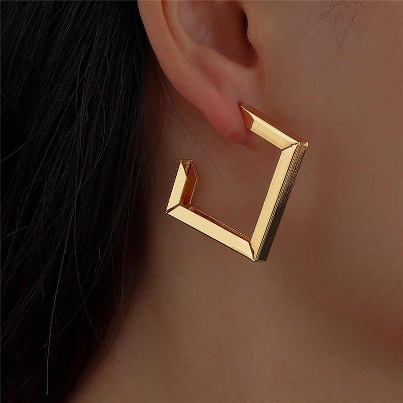Korean Geometry Metal Earrings For women