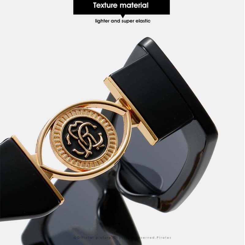 Vintage Fashion Square Luxury Designer Black Sun glasses