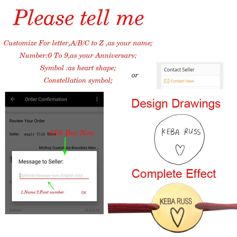 Personalized Stainless Steel rope bracelet