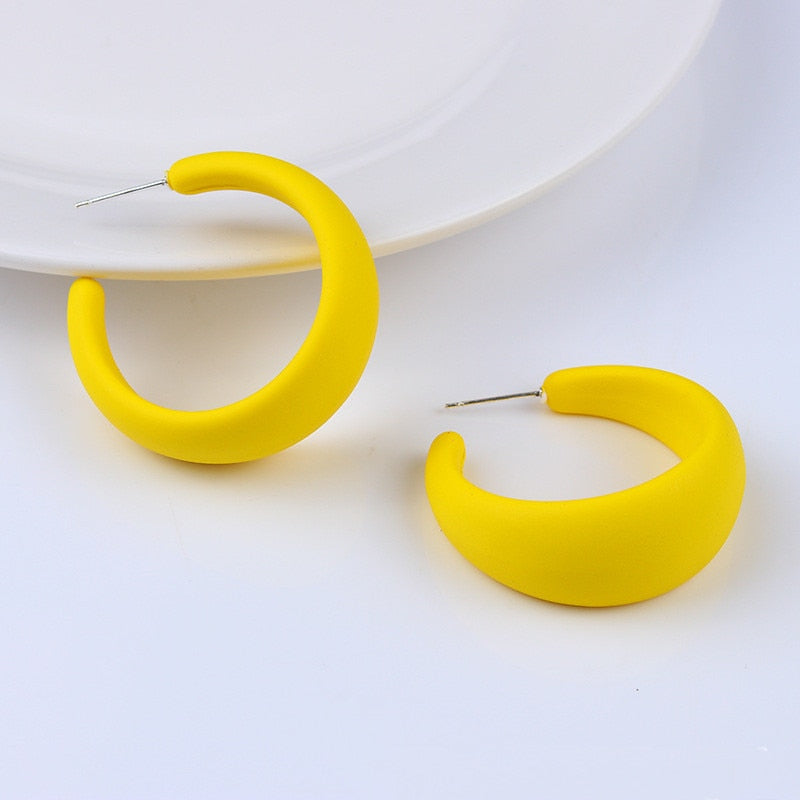Korean style candy colors C-shaped earrings
