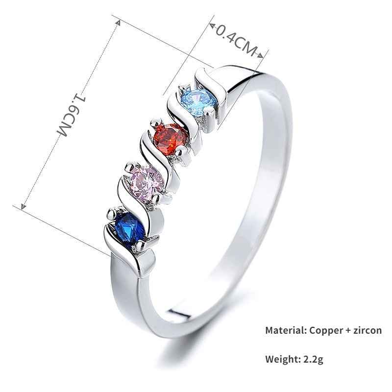 Luxury Multicolor Eternity Promise CZ Crystal Zircon Ring