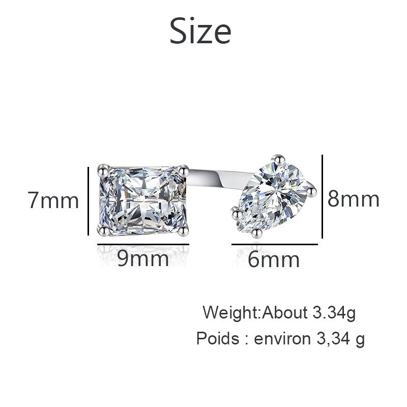 Trendy Water Drop Zircon Stone Adjustable Ring