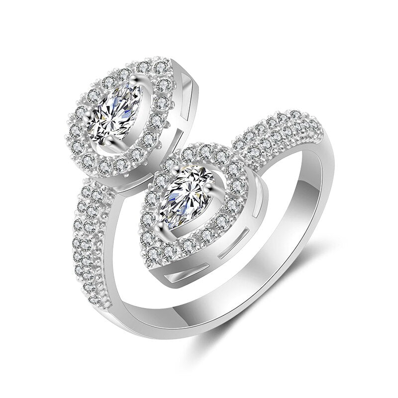 Trendy Water Drop Zircon Stone Adjustable Ring