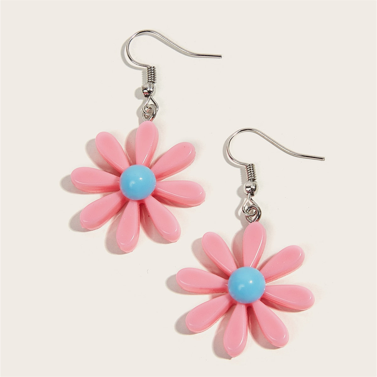 Retro Acrylic Flower Temperament Contrast Color Square Earrings