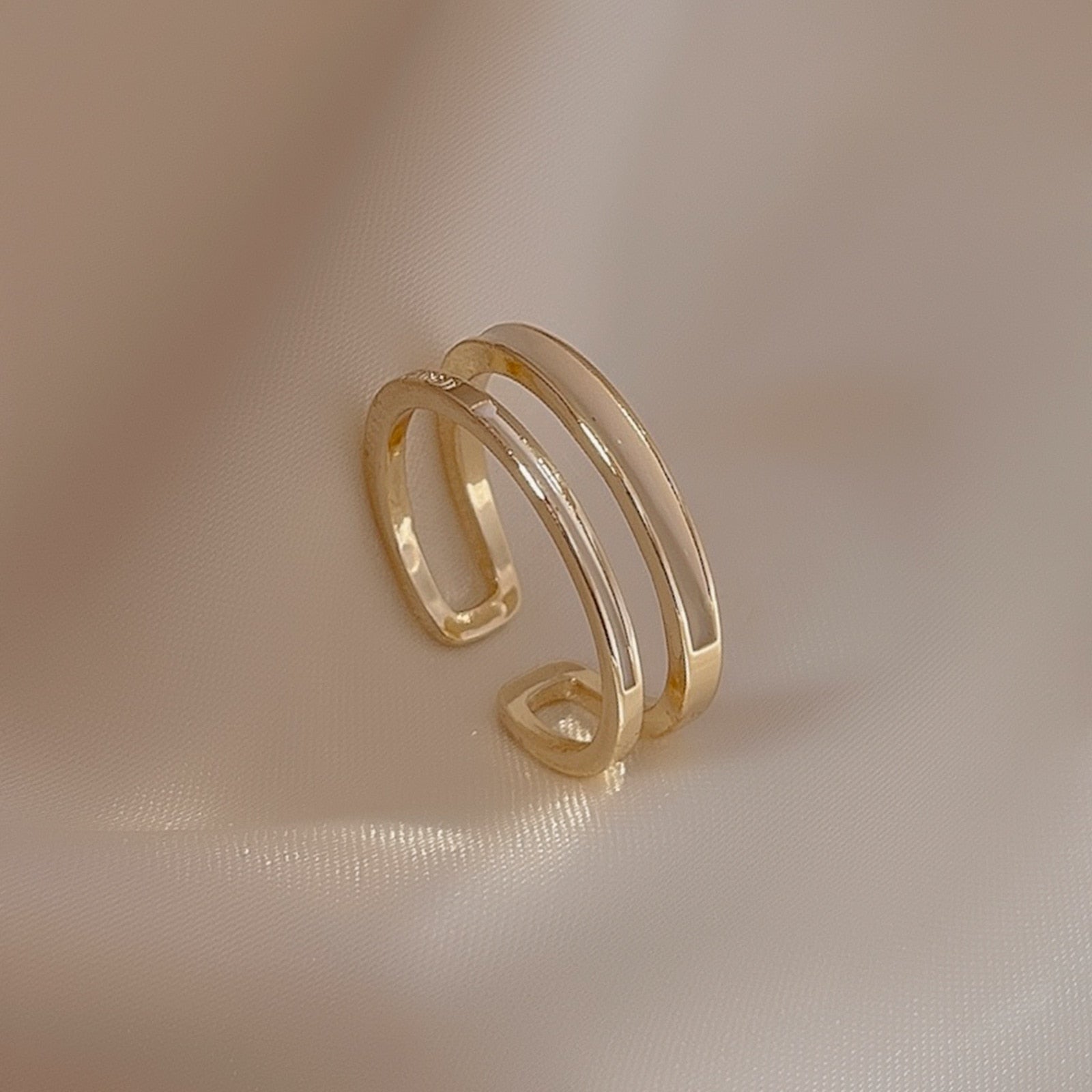 LATS French Retro Drop Glaze Gold Color Open Ring