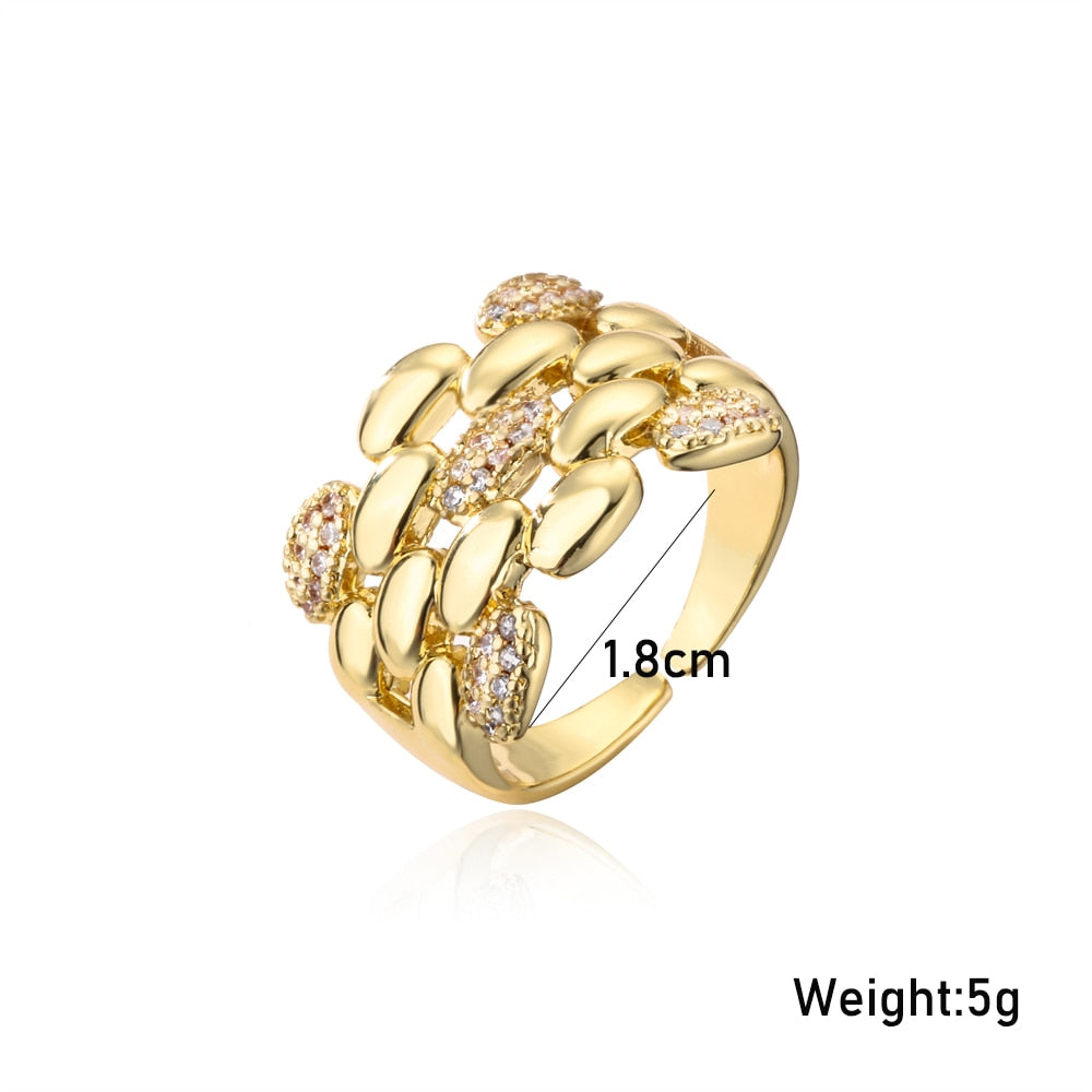 Trendy Gold Color Copper Geometric AAA Cubic Zirconia Ring