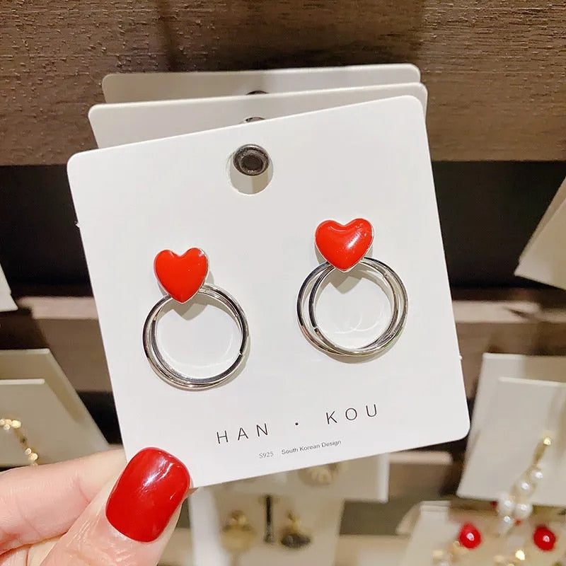 Big Black Flower Hanging Earrings For Women Exaggerated Rock Personality