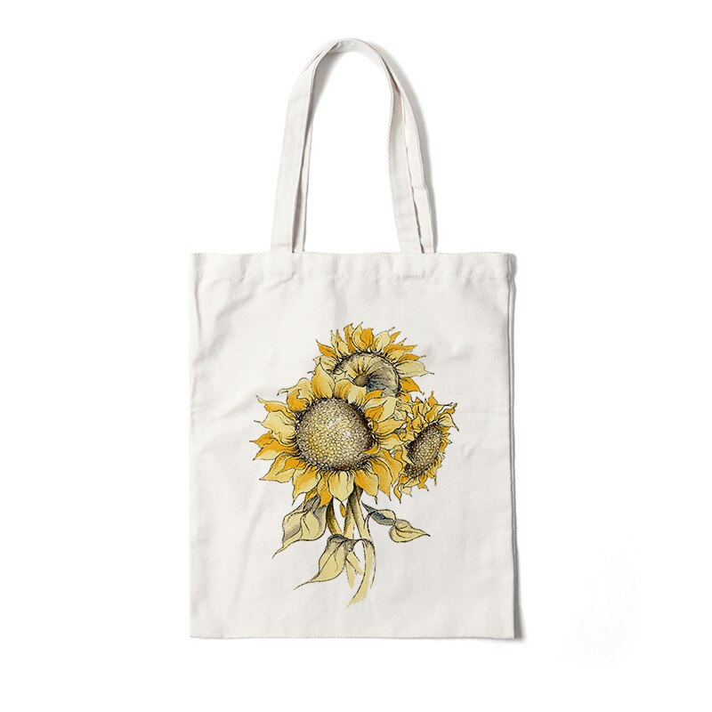 Floral Canvas Reusable Tote Bag