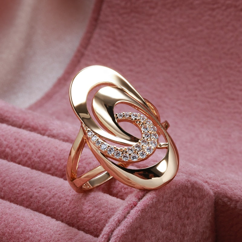 Rose Gold Big Natural Zircon Ring