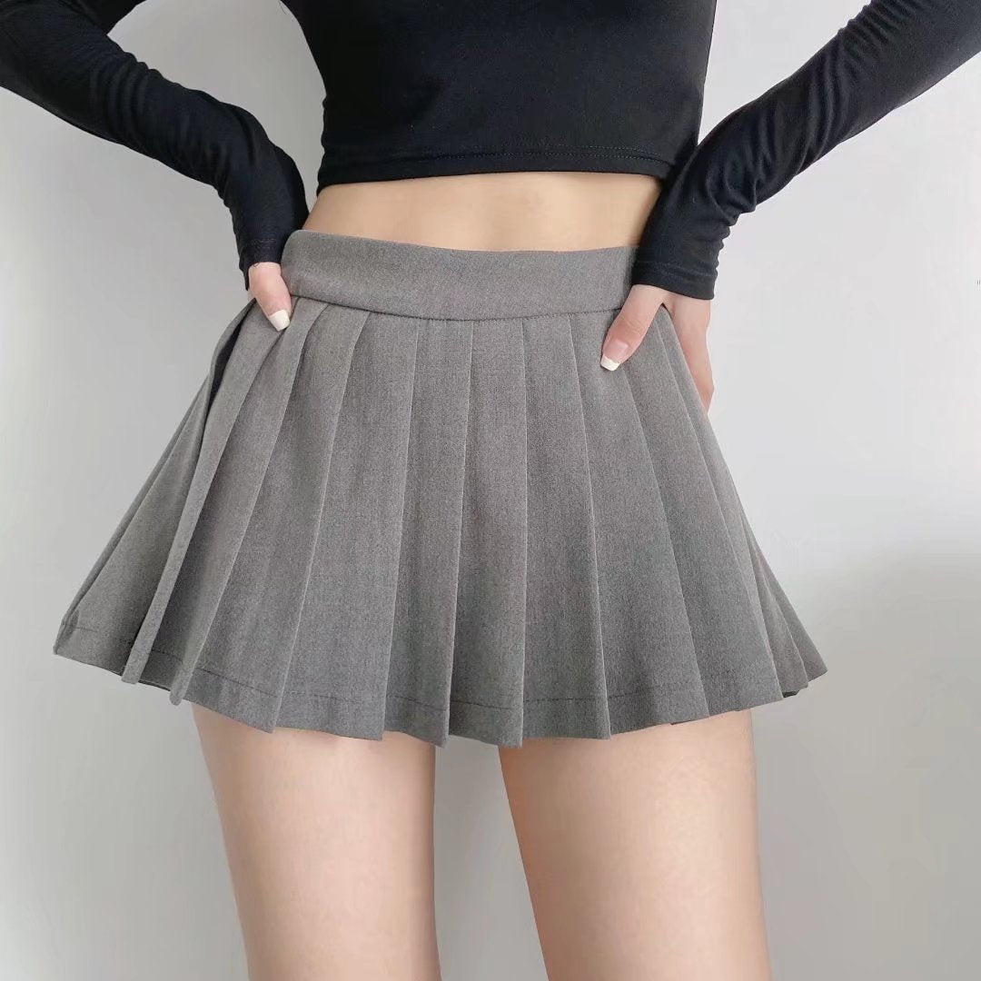 Korean Vintage Pleated High Waist Skirt