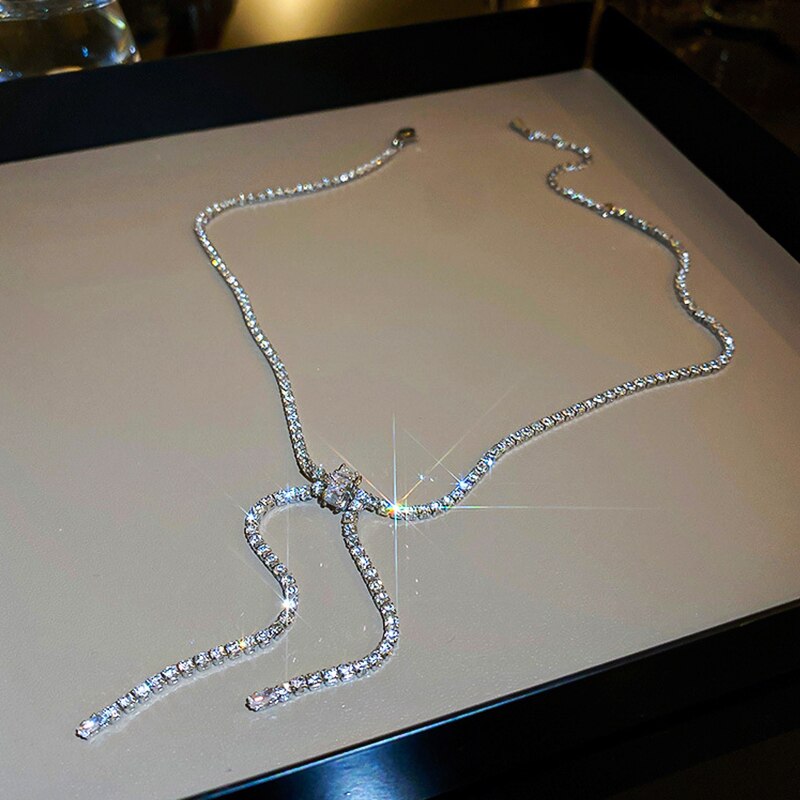 UILZ Sweet Pink Heart Zircon Choker Necklace