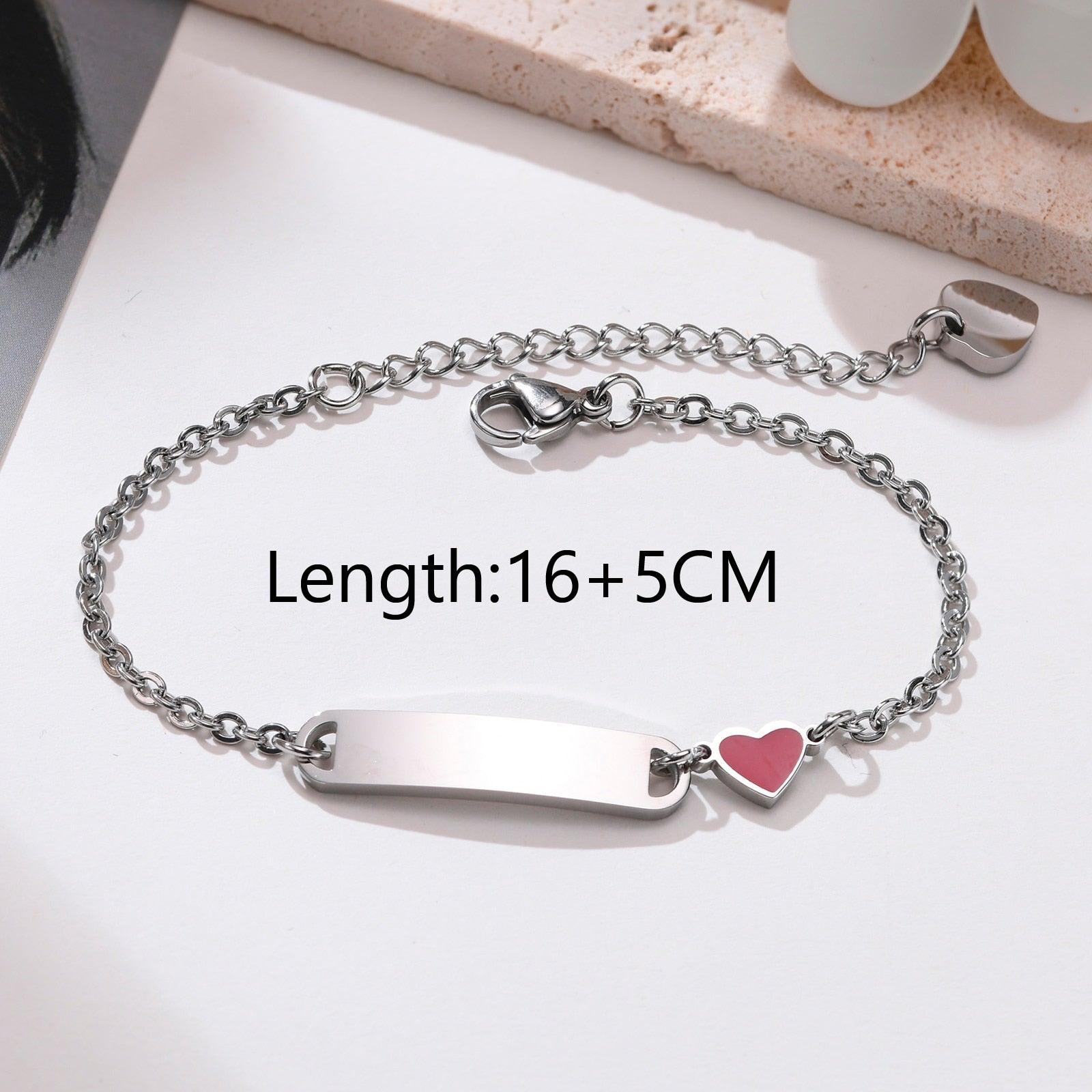 Customized Heart Baby Engravable ID Name Bracelet