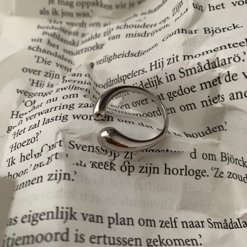 VENTFILLE 925 Sterling Silver Wave Light-shaped Solid Double-layer Ring