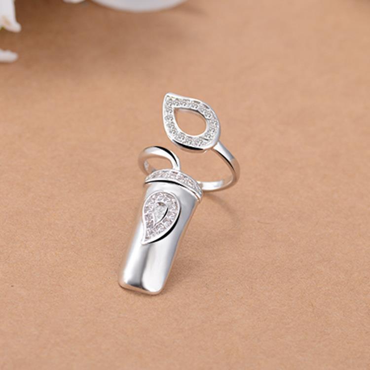 Korean Crystal Geometric Adjustable Ring